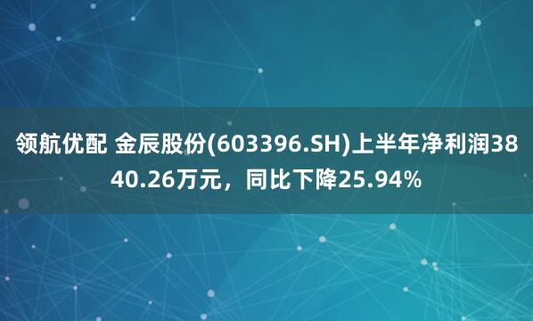 领航优配 金辰股份(603396.SH)上半年净利润3840.26万元，同比下降25.94%